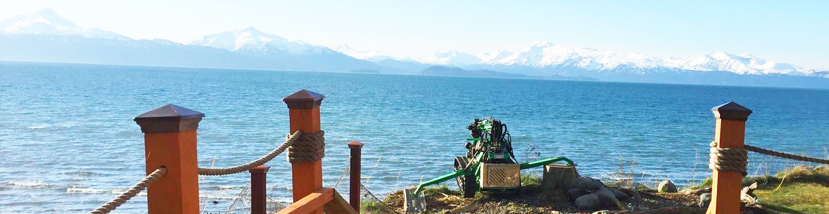 Installing a dock along the Alaskan coastline.