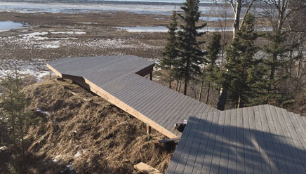 Boardwalk constructed over Alaskan tundra.